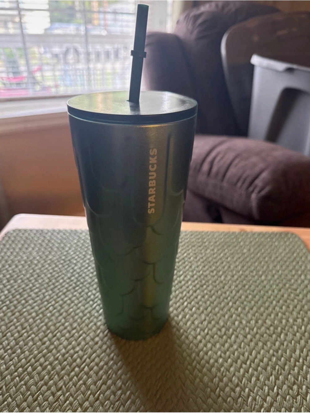 Starbucks Matte Dark Green Tumbler with Straw